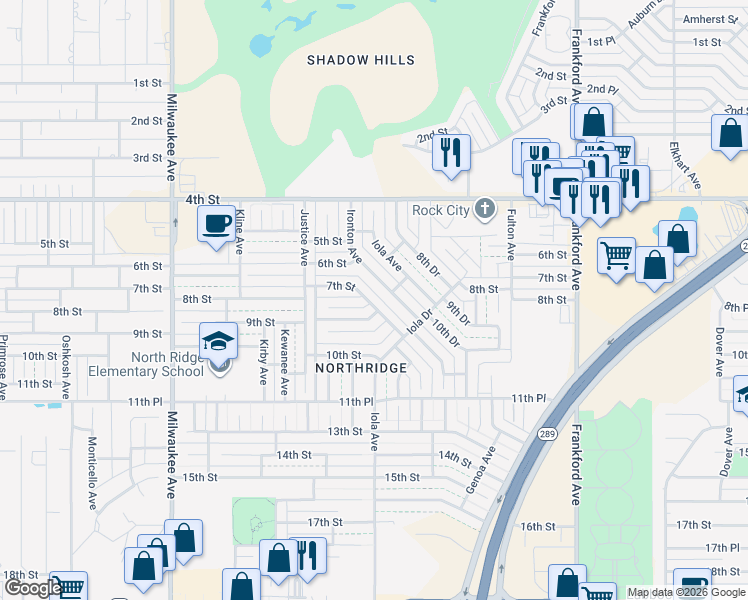 map of restaurants, bars, coffee shops, grocery stores, and more near 6103 8th Street in Lubbock