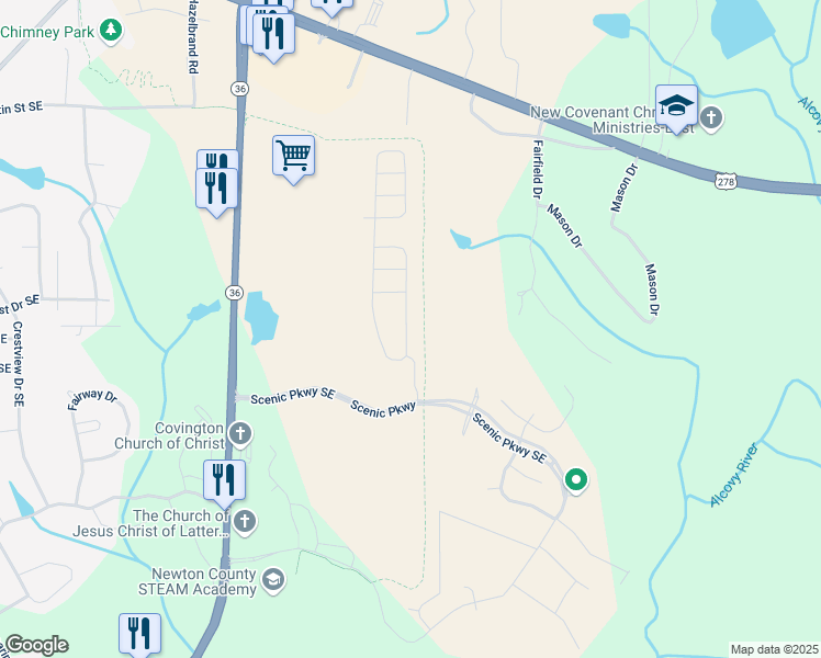 map of restaurants, bars, coffee shops, grocery stores, and more near 11808 Rizvan Place in Covington