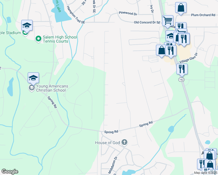 map of restaurants, bars, coffee shops, grocery stores, and more near 20 Trace Court in Covington