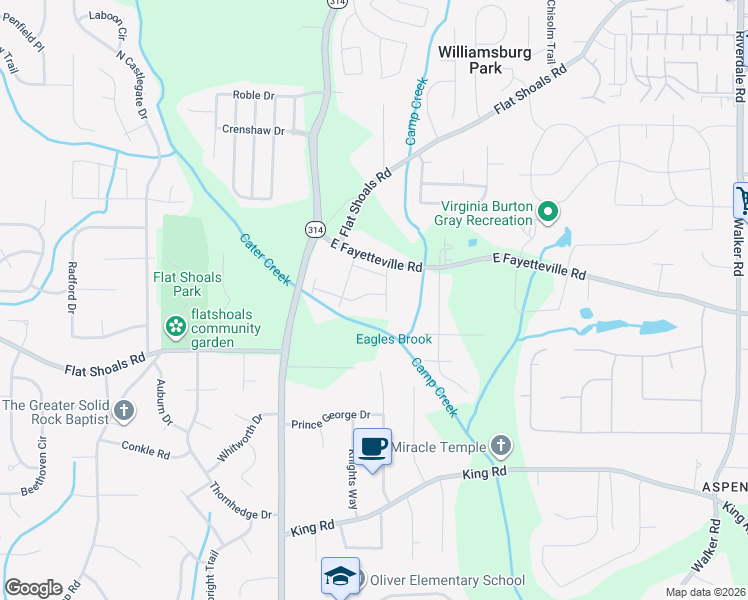 map of restaurants, bars, coffee shops, grocery stores, and more near 1680 Camden Forrest Tr in Riverdale
