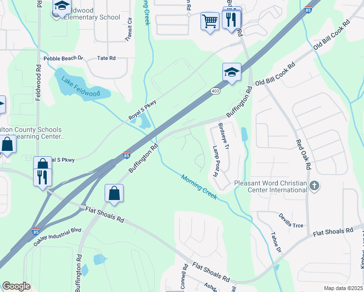 map of restaurants, bars, coffee shops, grocery stores, and more near 6131 Lamp Post Place in College Park