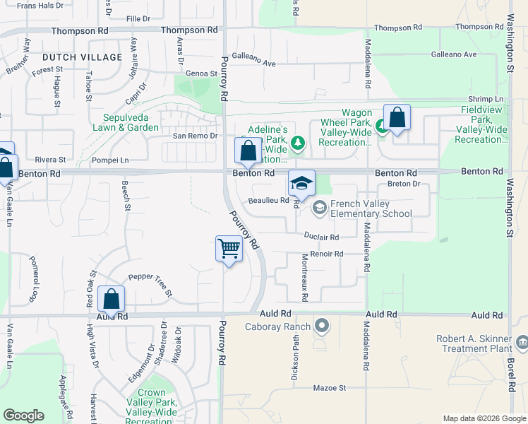map of restaurants, bars, coffee shops, grocery stores, and more near 32124 Beaulieu Road in Winchester