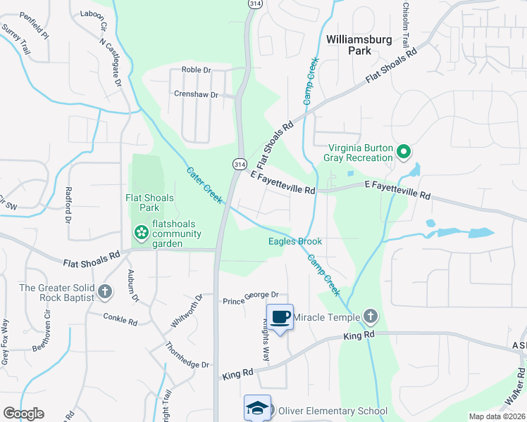 map of restaurants, bars, coffee shops, grocery stores, and more near 6098 Camden Forrest Drive in Riverdale