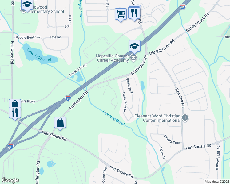map of restaurants, bars, coffee shops, grocery stores, and more near 6143 Lamp Post Place in College Park