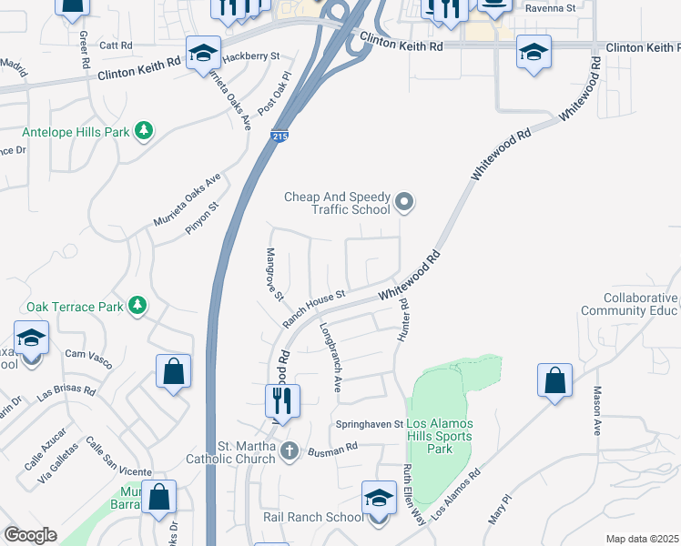 map of restaurants, bars, coffee shops, grocery stores, and more near 36673 Lynwood Avenue in Murrieta