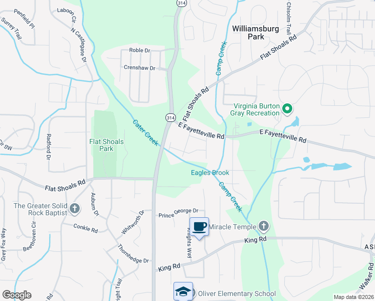 map of restaurants, bars, coffee shops, grocery stores, and more near 6074 Camden Forrest Drive in Riverdale