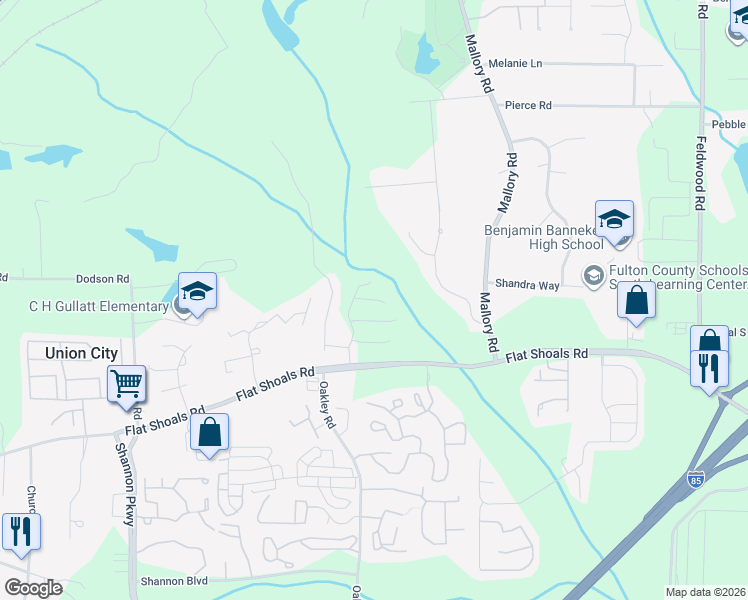 map of restaurants, bars, coffee shops, grocery stores, and more near 885 Tallulah Court in Atlanta