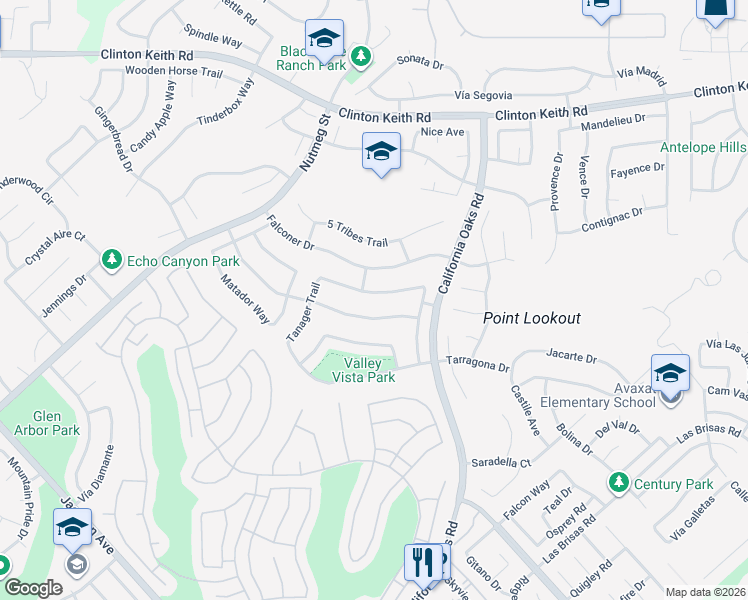 map of restaurants, bars, coffee shops, grocery stores, and more near 24066 Crowned Partridge Lane in Murrieta