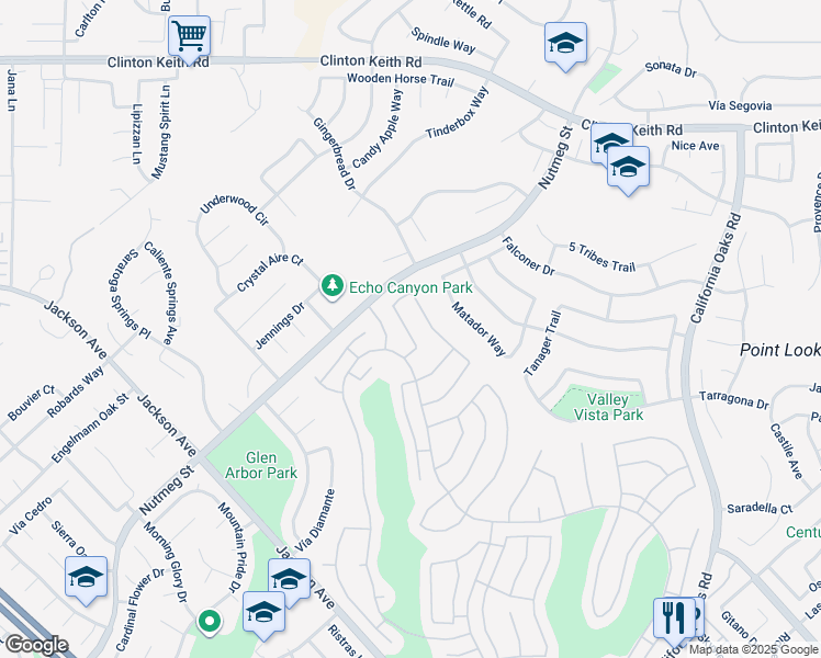 map of restaurants, bars, coffee shops, grocery stores, and more near 23806 Vía Compadres in Murrieta