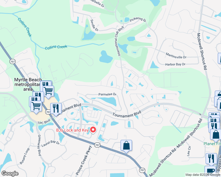 map of restaurants, bars, coffee shops, grocery stores, and more near 209 Star Lake Drive in Murrells Inlet