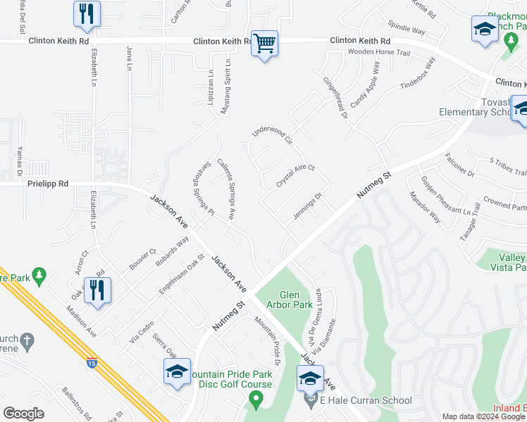 map of restaurants, bars, coffee shops, grocery stores, and more near 23649 Lincoln Avenue in Murrieta