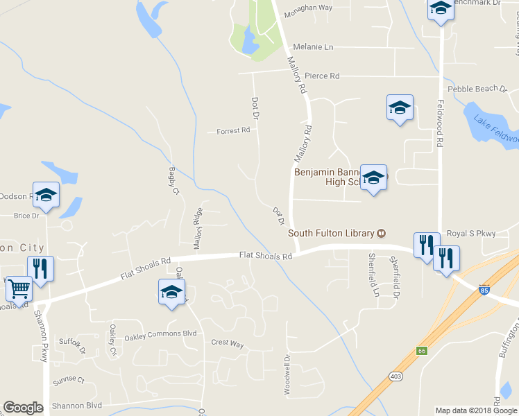 map of restaurants, bars, coffee shops, grocery stores, and more near 645 Dot Drive in Atlanta