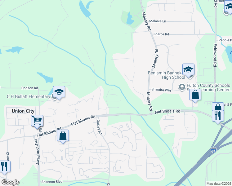 map of restaurants, bars, coffee shops, grocery stores, and more near 885 Tallulah Court in Atlanta