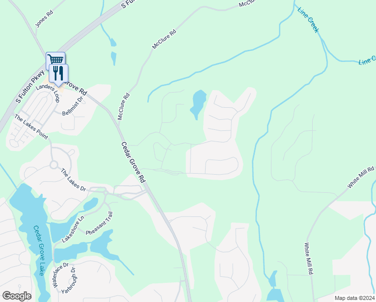 map of restaurants, bars, coffee shops, grocery stores, and more near 6209 Paris Cove in Fairburn