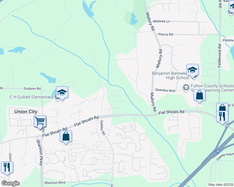 map of restaurants, bars, coffee shops, grocery stores, and more near 885 Tallulah Court in Atlanta