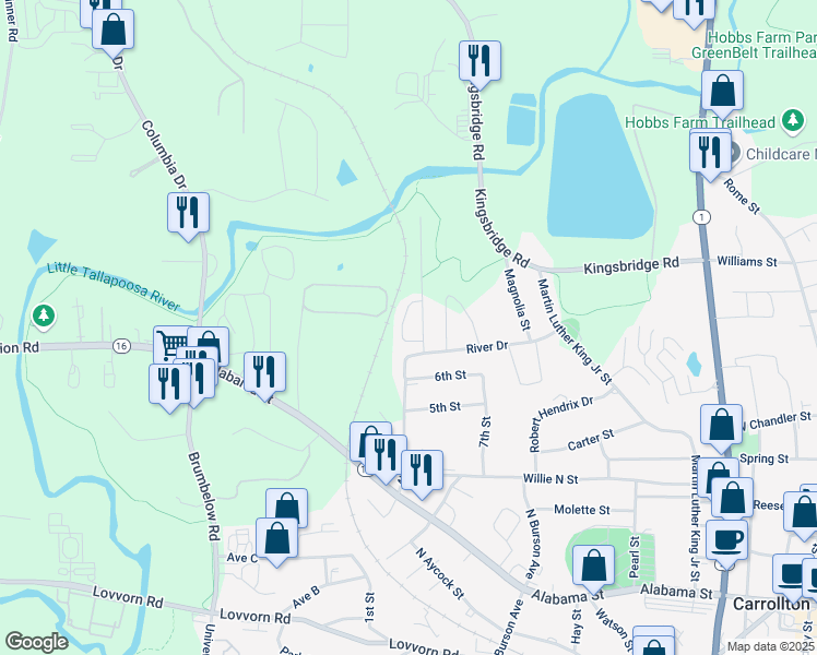 map of restaurants, bars, coffee shops, grocery stores, and more near 110 Chalfont Circle in Carrollton