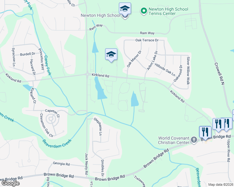 map of restaurants, bars, coffee shops, grocery stores, and more near 20 Village Walk in Covington