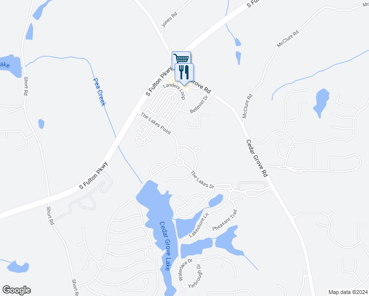 map of restaurants, bars, coffee shops, grocery stores, and more near 473 Greyhawk Way in Fairburn