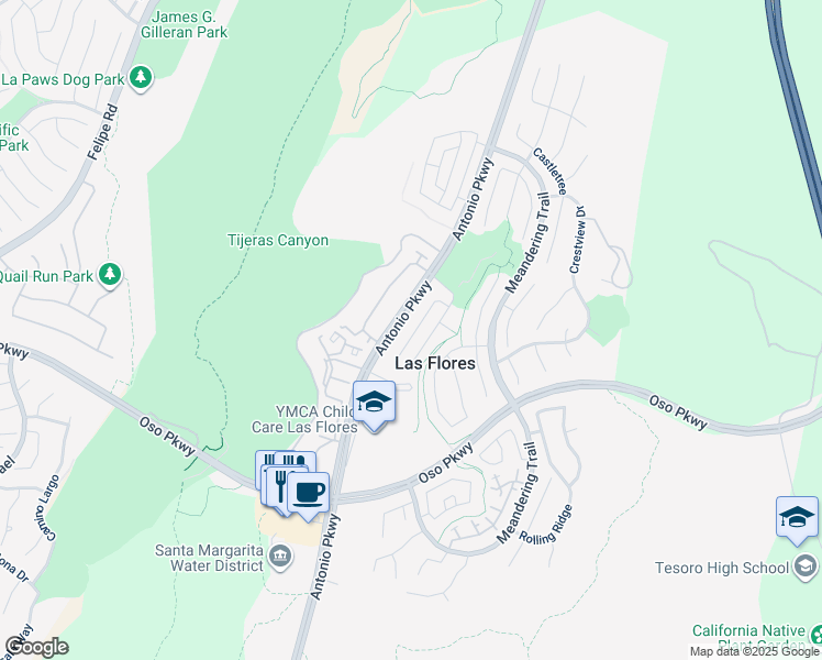 map of restaurants, bars, coffee shops, grocery stores, and more near in Rancho Santa Margarita