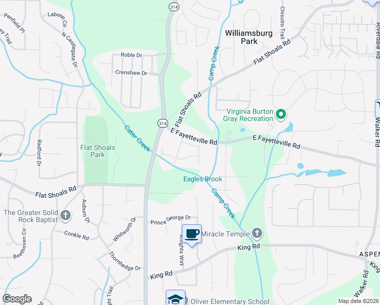map of restaurants, bars, coffee shops, grocery stores, and more near 1685 Camden Forrest Tr in Riverdale