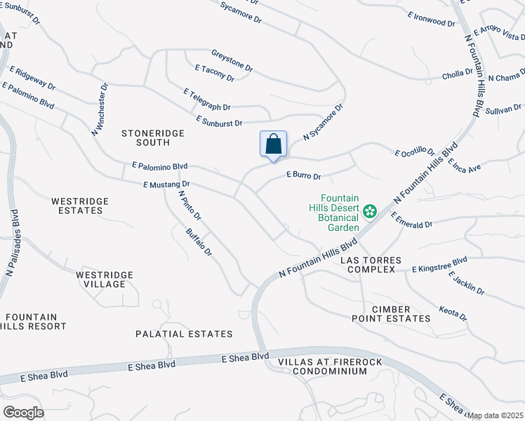 map of restaurants, bars, coffee shops, grocery stores, and more near 15739 East Palomino Boulevard in Fountain Hills