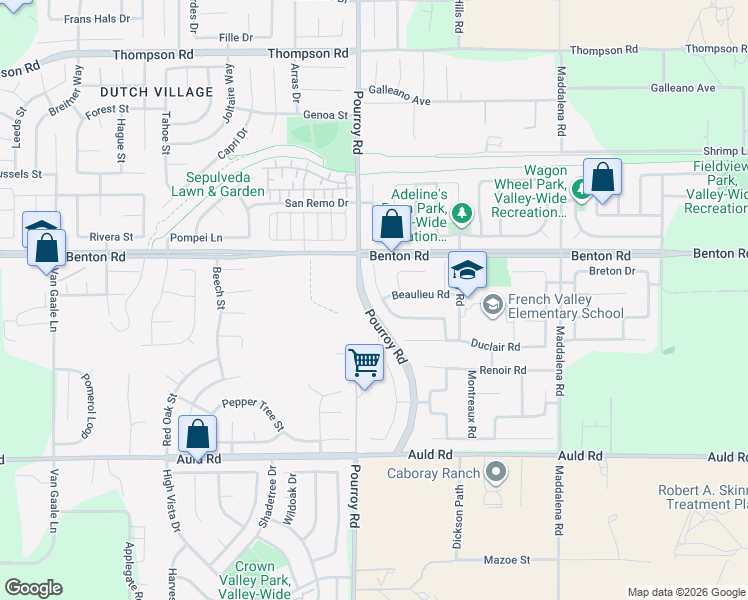 map of restaurants, bars, coffee shops, grocery stores, and more near 36553 Chantecler Road in Winchester