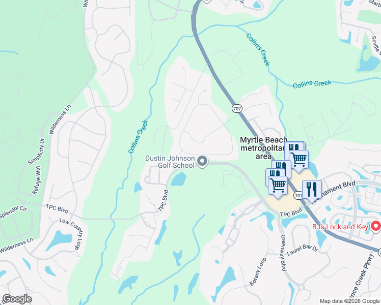 map of restaurants, bars, coffee shops, grocery stores, and more near 337 Waties Drive in Murrells Inlet