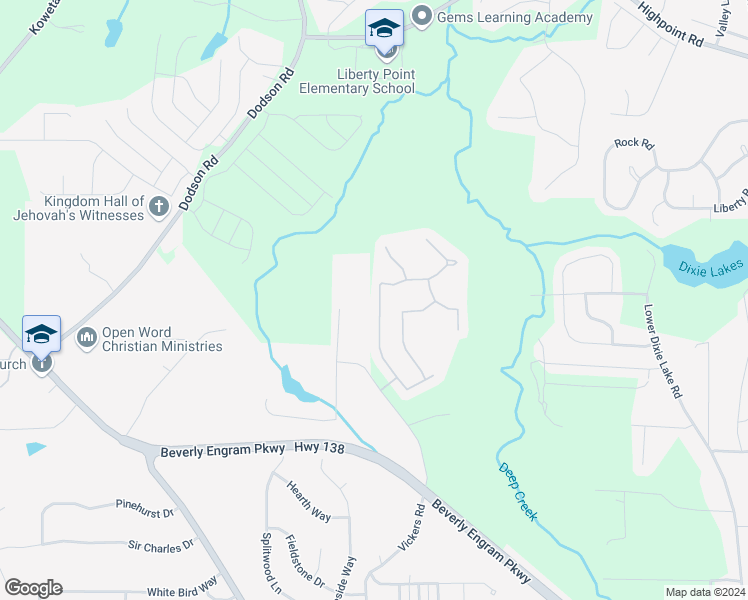 map of restaurants, bars, coffee shops, grocery stores, and more near 6101 Red Top Loop in Fairburn