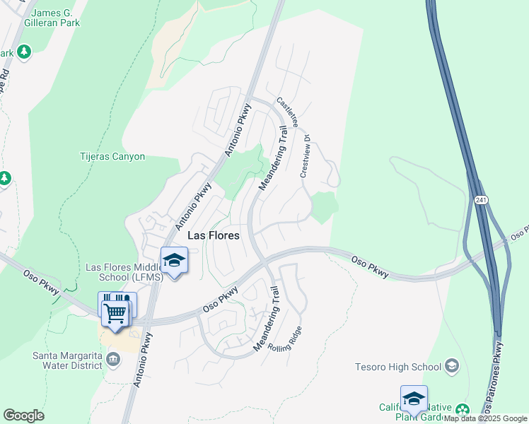 map of restaurants, bars, coffee shops, grocery stores, and more near 30 Sunny Slope in Rancho Santa Margarita