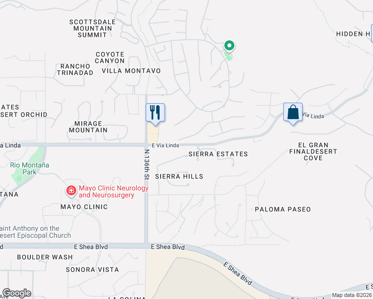 map of restaurants, bars, coffee shops, grocery stores, and more near 13758 East Yucca Street in Scottsdale