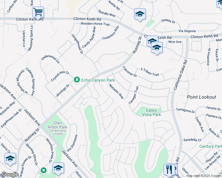 map of restaurants, bars, coffee shops, grocery stores, and more near 23821 Matador Way in Murrieta