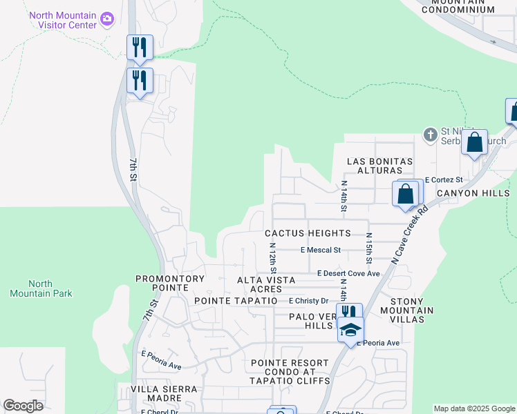 map of restaurants, bars, coffee shops, grocery stores, and more near 11248 North 11th Street in Phoenix