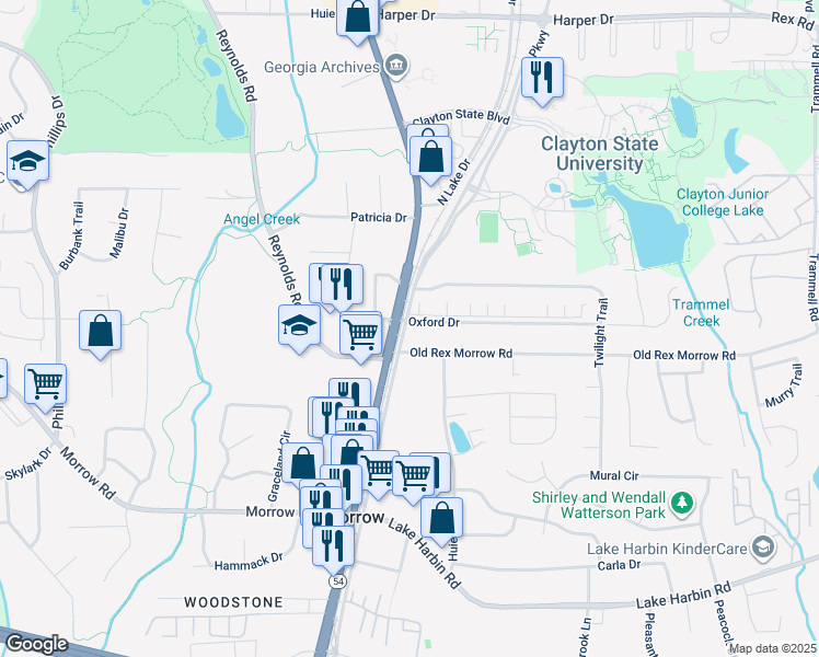 map of restaurants, bars, coffee shops, grocery stores, and more near 6070 North Lee Street in Morrow