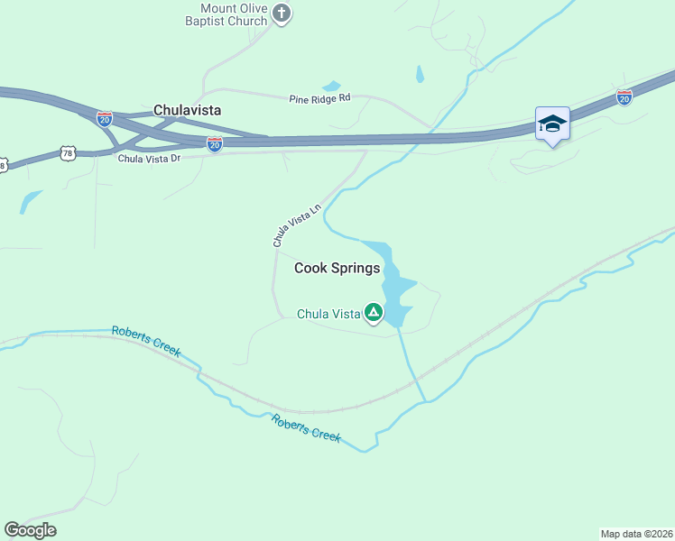 map of restaurants, bars, coffee shops, grocery stores, and more near in Cook Springs