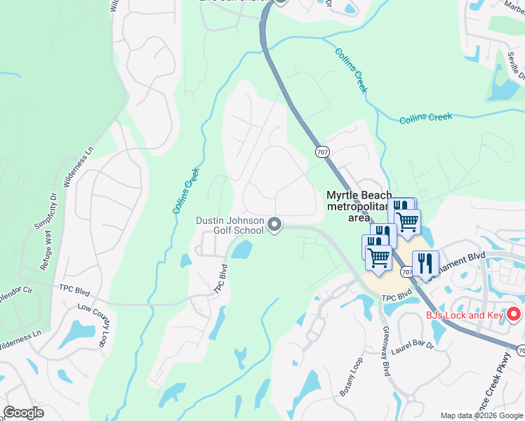 map of restaurants, bars, coffee shops, grocery stores, and more near 337 Waties Drive in Murrells Inlet
