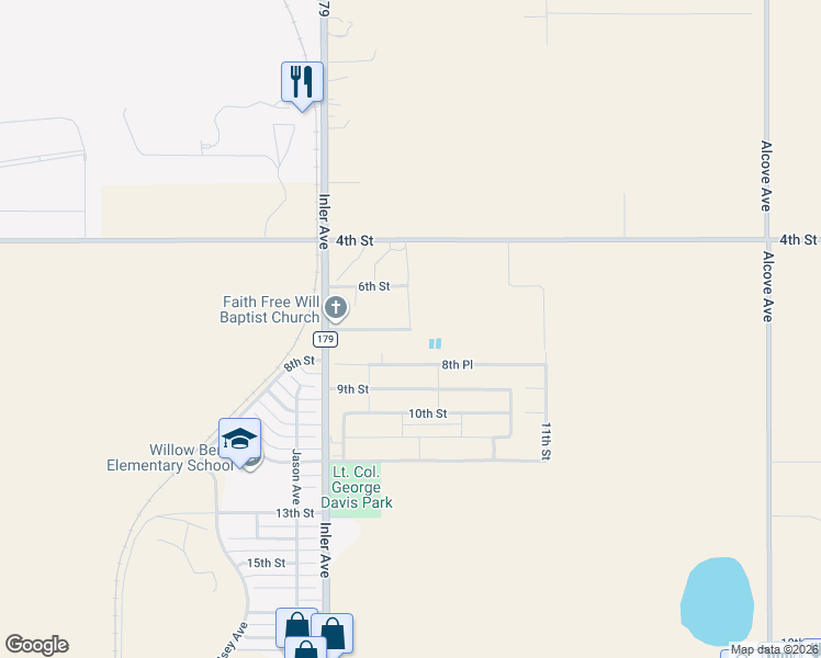 map of restaurants, bars, coffee shops, grocery stores, and more near Hall Avenue in Lubbock