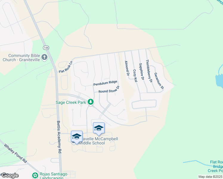 map of restaurants, bars, coffee shops, grocery stores, and more near 7203 Round Stone Drive in Graniteville