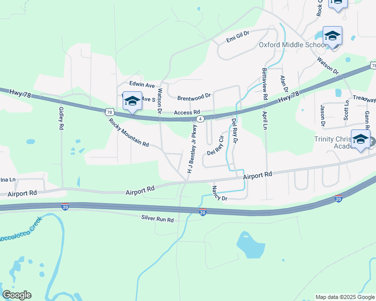map of restaurants, bars, coffee shops, grocery stores, and more near 110 Gilmer Street in Oxford