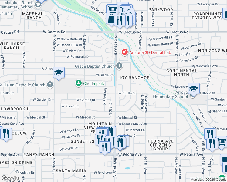 map of restaurants, bars, coffee shops, grocery stores, and more near in Glendale