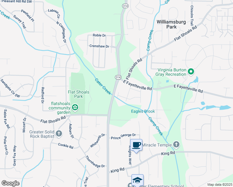 map of restaurants, bars, coffee shops, grocery stores, and more near 6093 Camden Forrest Court in Riverdale