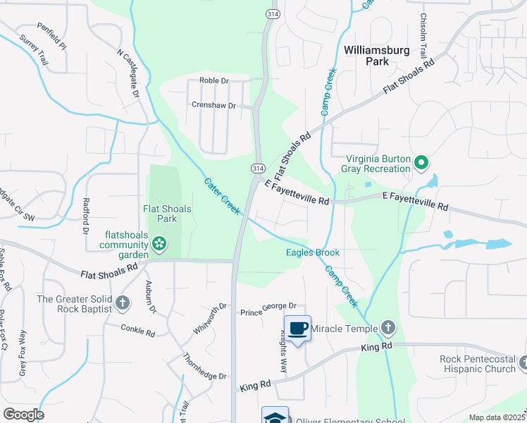 map of restaurants, bars, coffee shops, grocery stores, and more near 6086 Camden Forrest Court in Riverdale