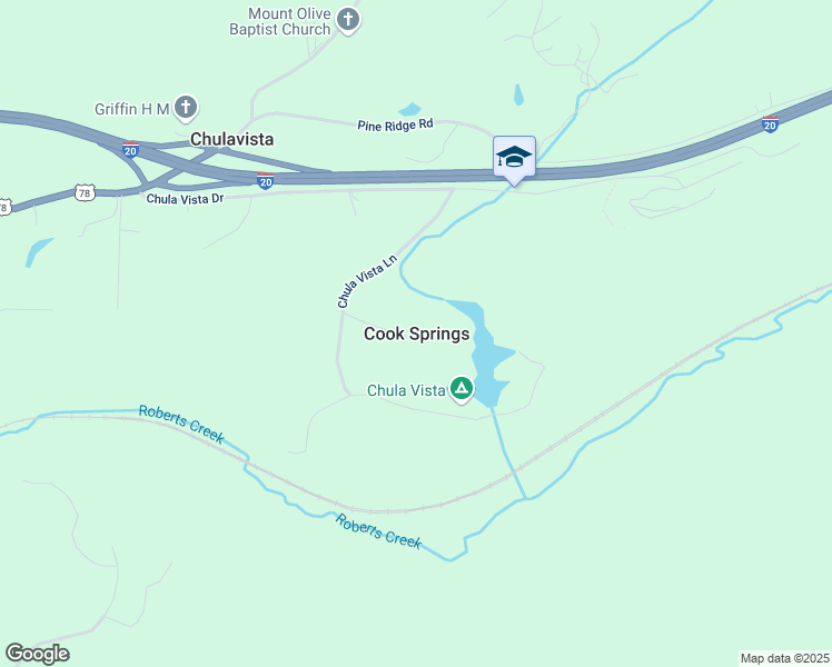 map of restaurants, bars, coffee shops, grocery stores, and more near in Cook Springs