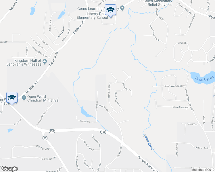 map of restaurants, bars, coffee shops, grocery stores, and more near 6097 Red Top Loop in Fairburn