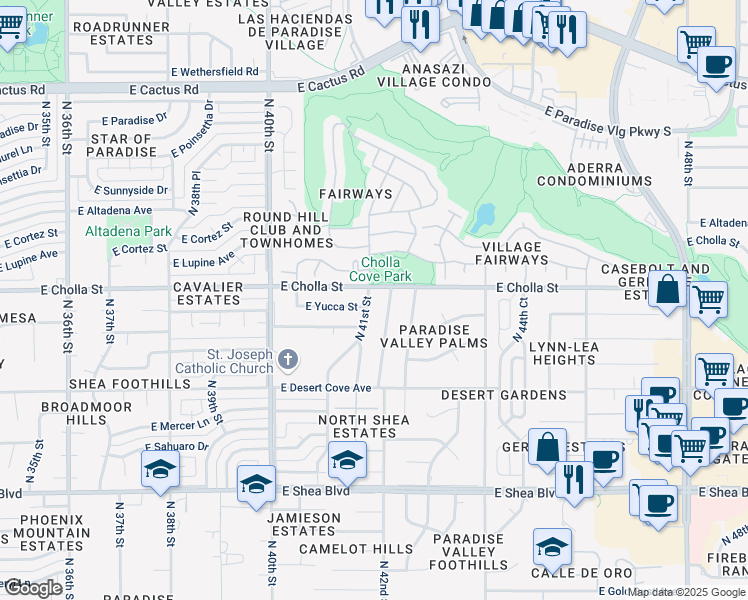 map of restaurants, bars, coffee shops, grocery stores, and more near 11225 North 41st Street in Phoenix