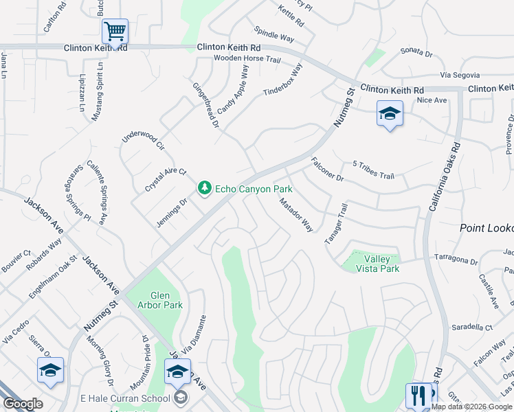 map of restaurants, bars, coffee shops, grocery stores, and more near 23785 Vía Barletta in Murrieta