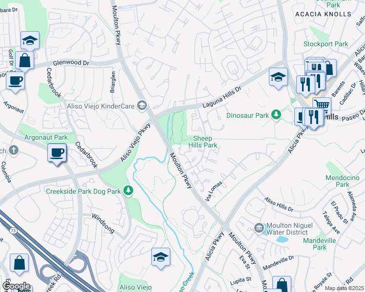 map of restaurants, bars, coffee shops, grocery stores, and more near 2 Autumn Hill Lane in Laguna Hills
