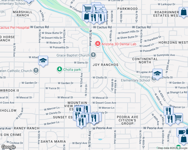 map of restaurants, bars, coffee shops, grocery stores, and more near in Glendale