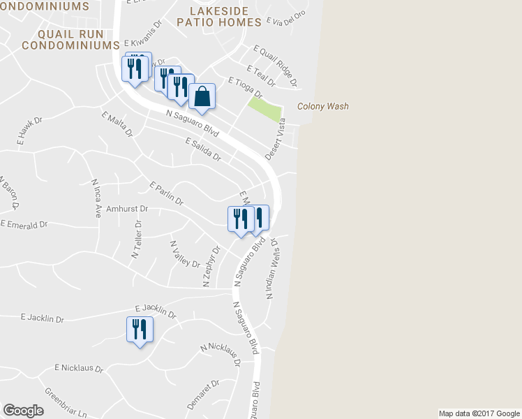 map of restaurants, bars, coffee shops, grocery stores, and more near 17240 East Malta Drive in Fountain Hills