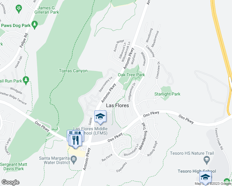 map of restaurants, bars, coffee shops, grocery stores, and more near 28 Legacy Way in Rancho Santa Margarita