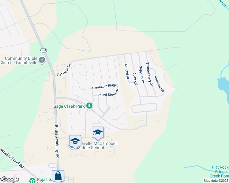 map of restaurants, bars, coffee shops, grocery stores, and more near 7203 Round Stone Drive in Graniteville